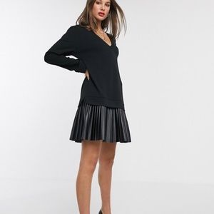 NWT ASOS dress with faux leather pleat - 6 Tall
